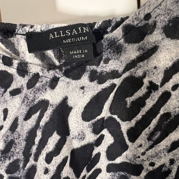 Allsaints Essie Ambient Midi Dress Women’s M Animal Print Asymmetrical Grunge - Picture 5 of 10